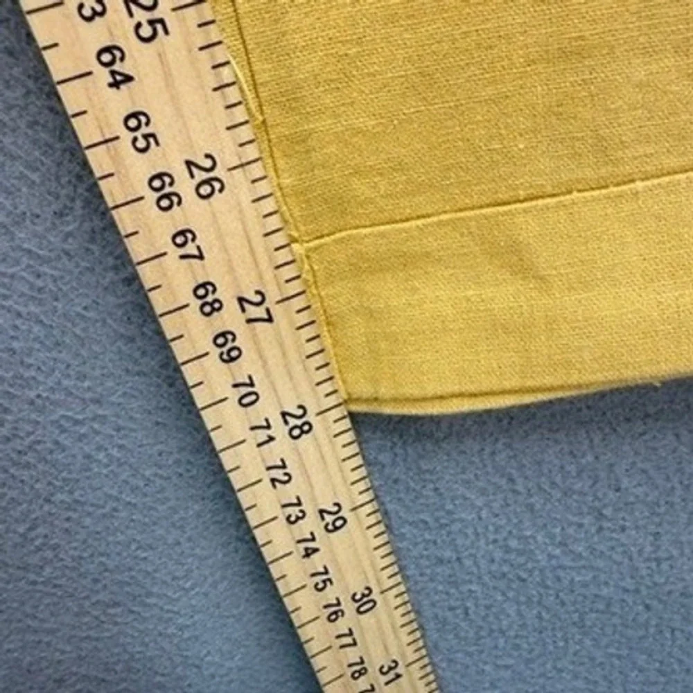 Trust Linen Blend Pleated Dress Pants Relaxed 36x30 (FIT 35x28) Yellow Trousers